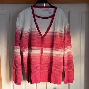 Alfred Dunner Pink and White Ombre Cardigan. Size 2X